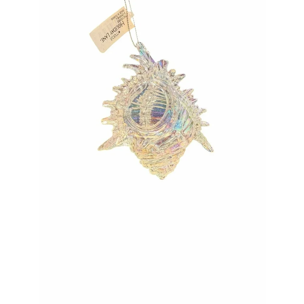 Macy’s holiday lane iridescent acrylic conch shell seaside Christmas ornament